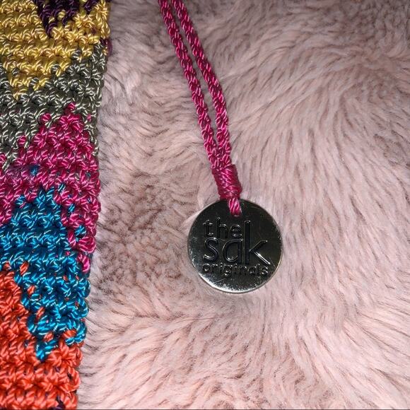 The Sak Boho Zig Zag Pattern Rainbow Colorful Crochet Crossbody - Picture 4 of 11